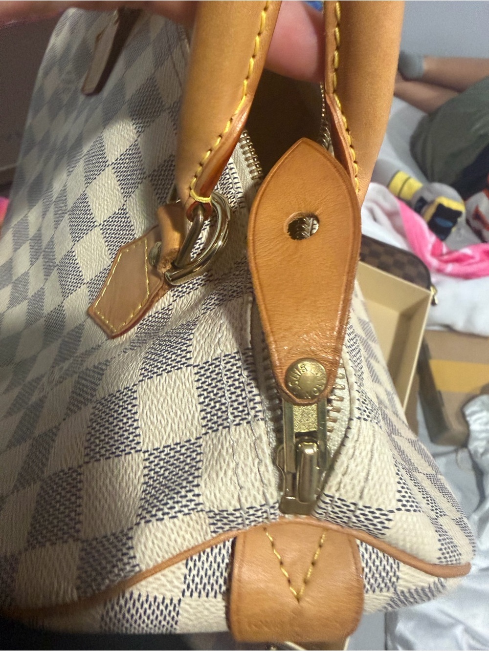 LOUIS VUITTON DAMIER AZUR SPEEDY 30 - AUTHENTIC W/COA BOX AND DUSTY. Giftable - Picture 5 of 15